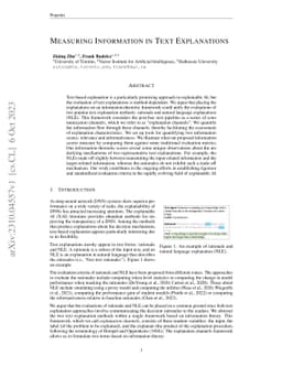 Measuring Information in Text Explanations
