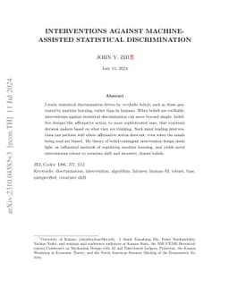 Interventions Against Machine-Assisted Statistical Discrimination