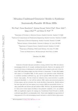 Metadata-Conditioned Generative Models to Synthesize
  Anatomically-Plausible 3D Brain MRIs