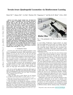 Terrain-Aware Quadrupedal Locomotion via Reinforcement Learning