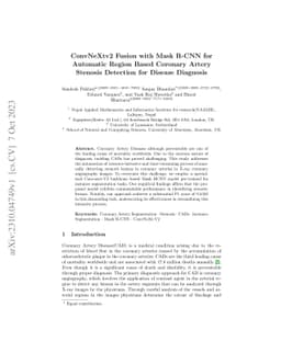 ConvNeXtv2 Fusion with Mask R-CNN for Automatic Region Based Coronary
  Artery Stenosis Detection for Disease Diagnosis