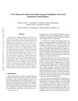 A New Dataset for End-to-End Sign Language Translation: The Greek
  Elementary School Dataset