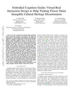 Embodied Cognition Guides Virtual-Real Interaction Design to Help
  Yicheng Flower Drum Intangible Cultural Heritage Dissemination