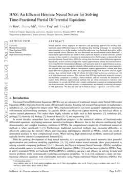 HNS: An Efficient Hermite Neural Solver for Solving Time-Fractional
  Partial Differential Equations