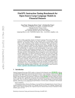 FinGPT: Instruction Tuning Benchmark for Open-Source Large Language
  Models in Financial Datasets