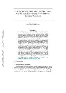 Combining UPerNet and ConvNeXt for Contrails Identification to reduce
  Global Warming