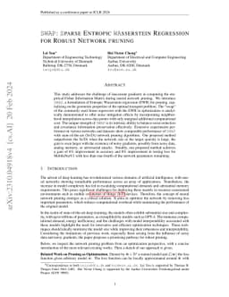 SWAP: Sparse Entropic Wasserstein Regression for Robust Network Pruning