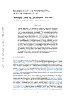 Reliable Test-Time Adaptation via Agreement-on-the-Line