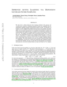 Improved Active Learning via Dependent Leverage Score Sampling