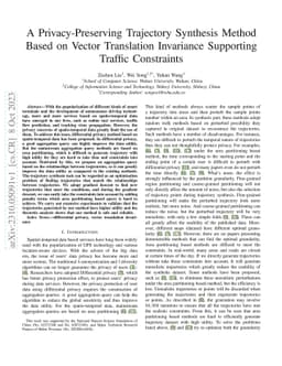 A Privacy-Preserving Trajectory Synthesis Method Based on Vector
  Translation Invariance Supporting Traffic Constraints