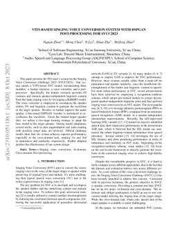 VITS-based Singing Voice Conversion System with DSPGAN post-processing
  for SVCC2023