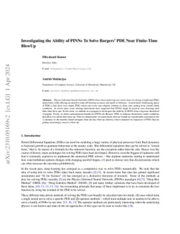 Investigating the Ability of PINNs To Solve Burgers' PDE Near
  Finite-Time BlowUp