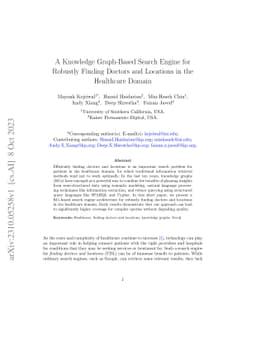 A Knowledge Graph-Based Search Engine for Robustly Finding Doctors and
  Locations in the Healthcare Domain