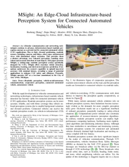 MSight: An Edge-Cloud Infrastructure-based Perception System for
  Connected Automated Vehicles