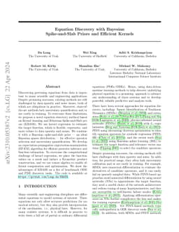 Equation Discovery with Bayesian Spike-and-Slab Priors and Efficient
  Kernels