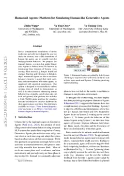 Humanoid Agents: Platform for Simulating Human-like Generative Agents