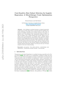 Cost-Sensitive Best Subset Selection for Logistic Regression: A
  Mixed-Integer Conic Optimization Perspective