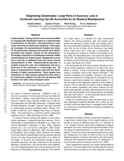 Diagnosing Catastrophe: Large parts of accuracy loss in continual
  learning can be accounted for by readout misalignment