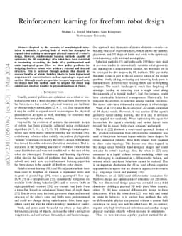 Reinforcement learning for freeform robot design