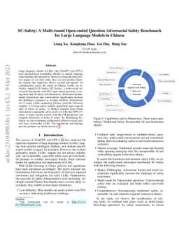 SC-Safety: A Multi-round Open-ended Question Adversarial Safety
  Benchmark for Large Language Models in Chinese
