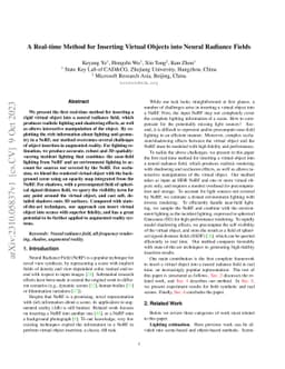 A Real-time Method for Inserting Virtual Objects into Neural Radiance
  Fields