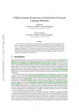 A Meta-Learning Perspective on Transformers for Causal Language Modeling