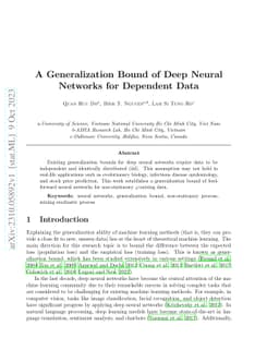 A Generalization Bound of Deep Neural Networks for Dependent Data