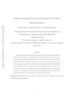 Analysis of Learned Features and Framework for Potato Disease Detection