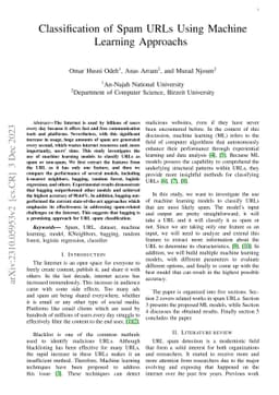 Classification of Spam URLs Using Machine Learning Approaches