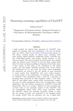 Measuring reasoning capabilities of ChatGPT