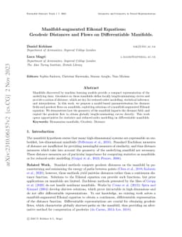 Manifold-augmented Eikonal Equations: Geodesic Distances and Flows on
  Differentiable Manifolds