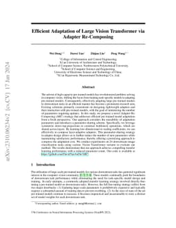 Efficient Adaptation of Large Vision Transformer via Adapter
  Re-Composing