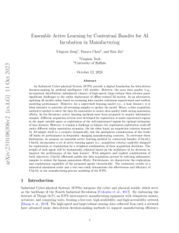 Ensemble Active Learning by Contextual Bandits for AI Incubation in
  Manufacturing