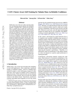 CAST: Cluster-Aware Self-Training for Tabular Data