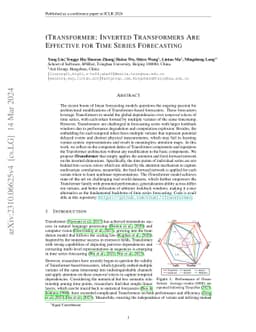 iTransformer: Inverted Transformers Are Effective for Time Series
  Forecasting