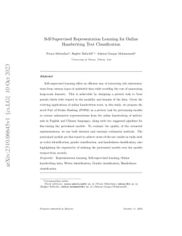 Self-Supervised Representation Learning for Online Handwriting Text
  Classification