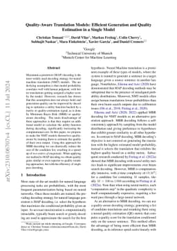 Quality-Aware Translation Models: Efficient Generation and Quality
  Estimation in a Single Model