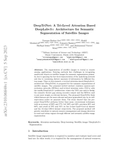 DeepTriNet: A Tri-Level Attention Based DeepLabv3+ Architecture for
  Semantic Segmentation of Satellite Images