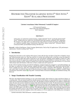 Distributed Transfer Learning with 4th Gen Intel Xeon Processors
