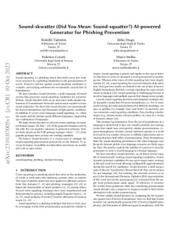Sound-skwatter (Did You Mean: Sound-squatter?) AI-powered Generator for
  Phishing Prevention