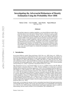 Investigating the Adversarial Robustness of Density Estimation Using the
  Probability Flow ODE