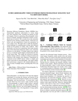Echocardiography video synthesis from end diastolic semantic map via
  diffusion model