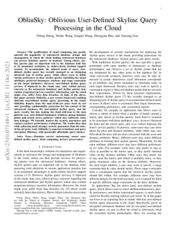 ObliuSky: Oblivious User-Defined Skyline Query Processing in the Cloud