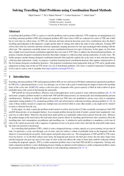 Solving Travelling Thief Problems using Coordination Based Methods