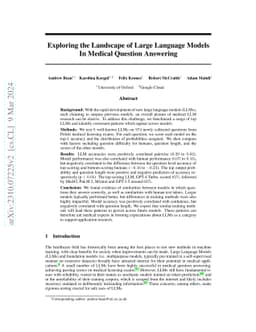 Exploring the landscape of large language models in medical question
  answering