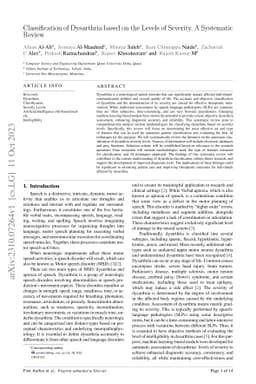 Classification of Dysarthria based on the Levels of Severity. A
  Systematic Review