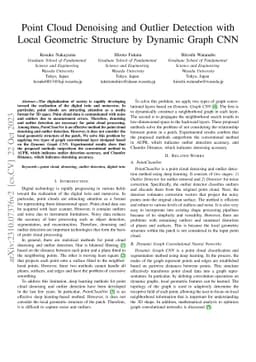 Point Cloud Denoising and Outlier Detection with Local Geometric
  Structure by Dynamic Graph CNN