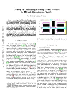 Diversity for Contingency: Learning Diverse Behaviors for Efficient
  Adaptation and Transfer