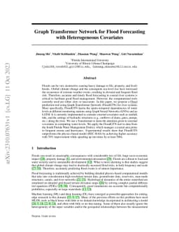 Graph Transformer Network for Flood Forecasting with Heterogeneous
  Covariates