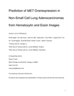 Prediction of MET Overexpression in Non-Small Cell Lung Adenocarcinomas
  from Hematoxylin and Eosin Images